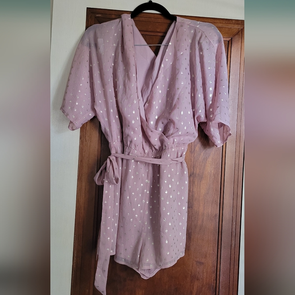 Soft Pink And Gold Polka Dot Romper #14